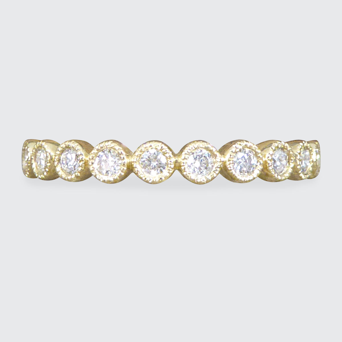 Diamond Half Eternity Ring in Circular Style Rub Over Collar Set Yellow Gold