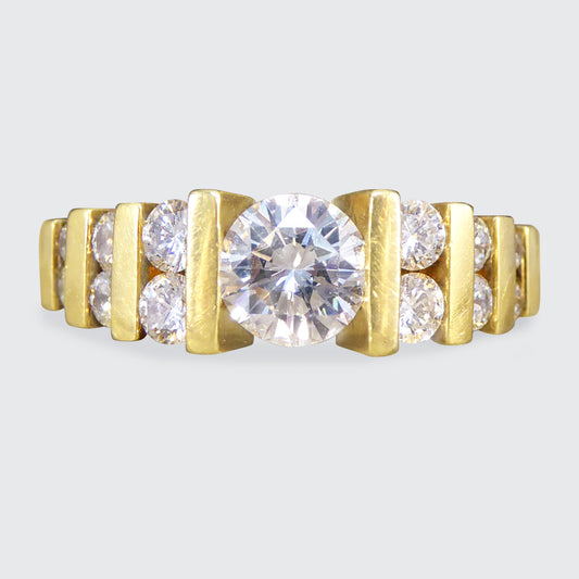 Vintage Diamond Stage Stepped Ring in 18ct Yellow Gold - Wharfedale Antiques