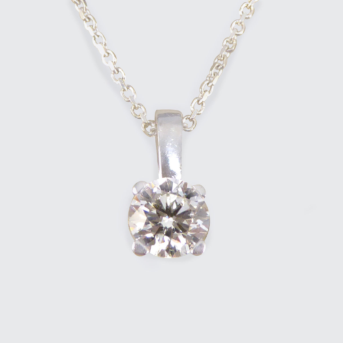 0.54ct Brilliant Cut Diamond Pendant Necklace in 18ct White Gold - Wharfedale Antiques