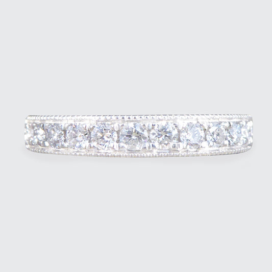 Platinum Half Eternity Ring with 0.50ct Brilliant Cut Diamond - Wharfedale Antiques