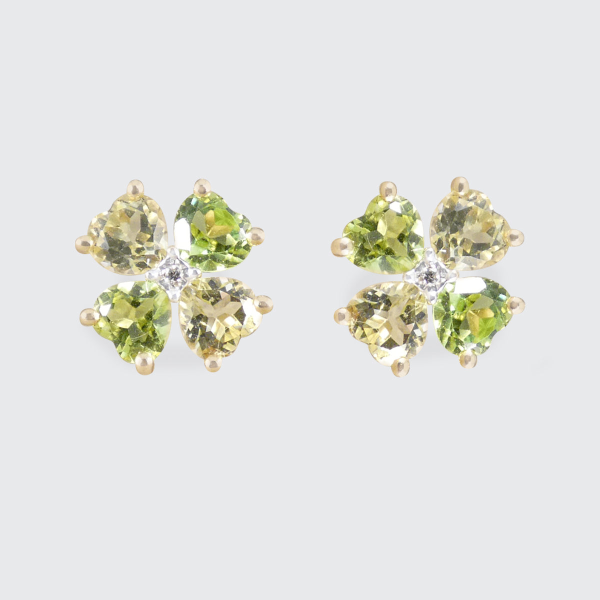 A pair of four leaf clover stud earrings