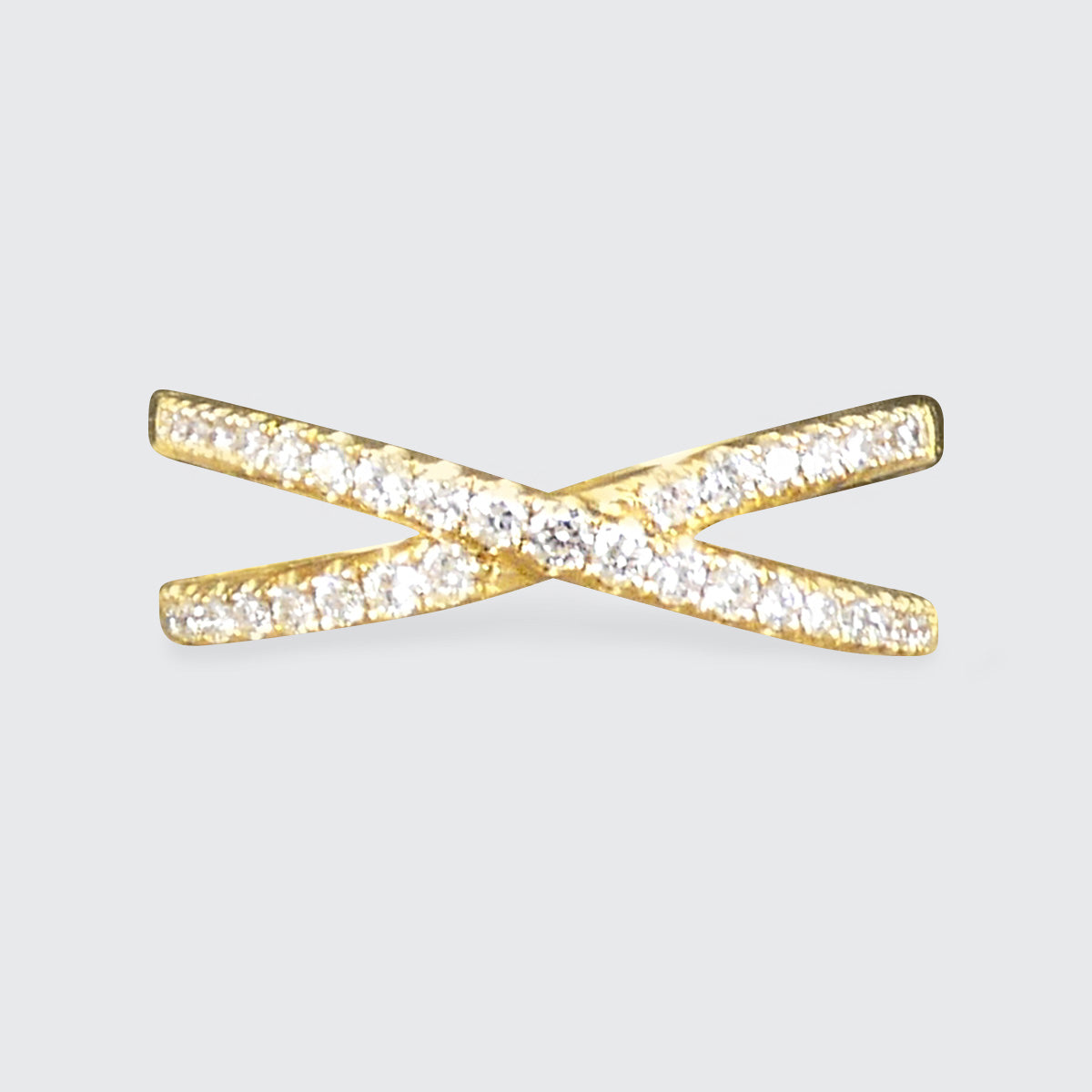 Diamond Two Strand Crossover Ring in 18ct Yellow Gold - Wharfedale Antiques
