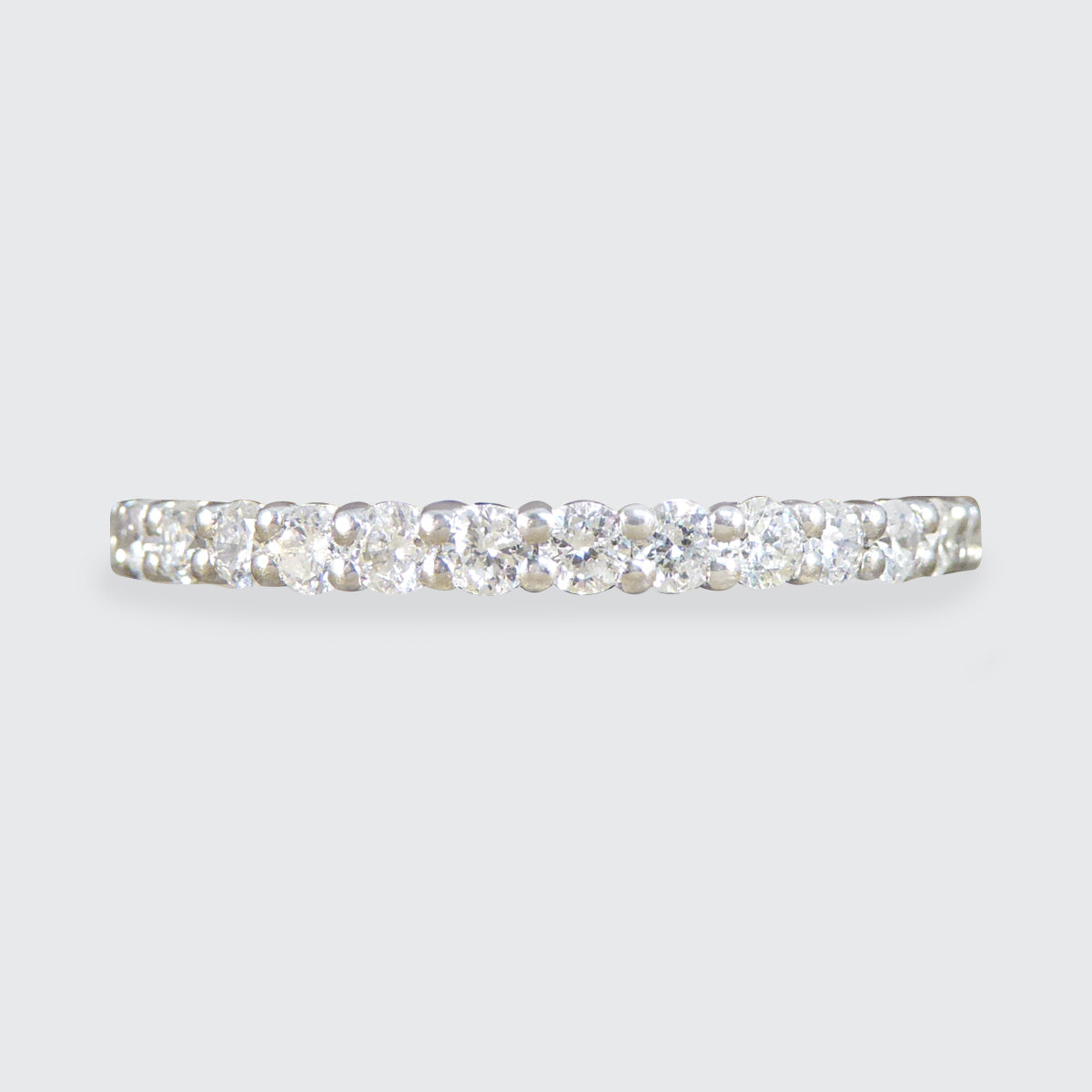 Dimond Set Half Eternity Stackable Ring in Platinum