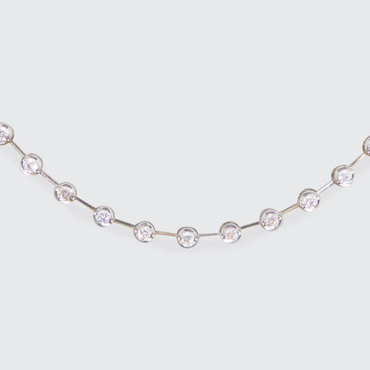 Brilliant Cut Diamond Spacer Line Necklace in 18ct White Gold