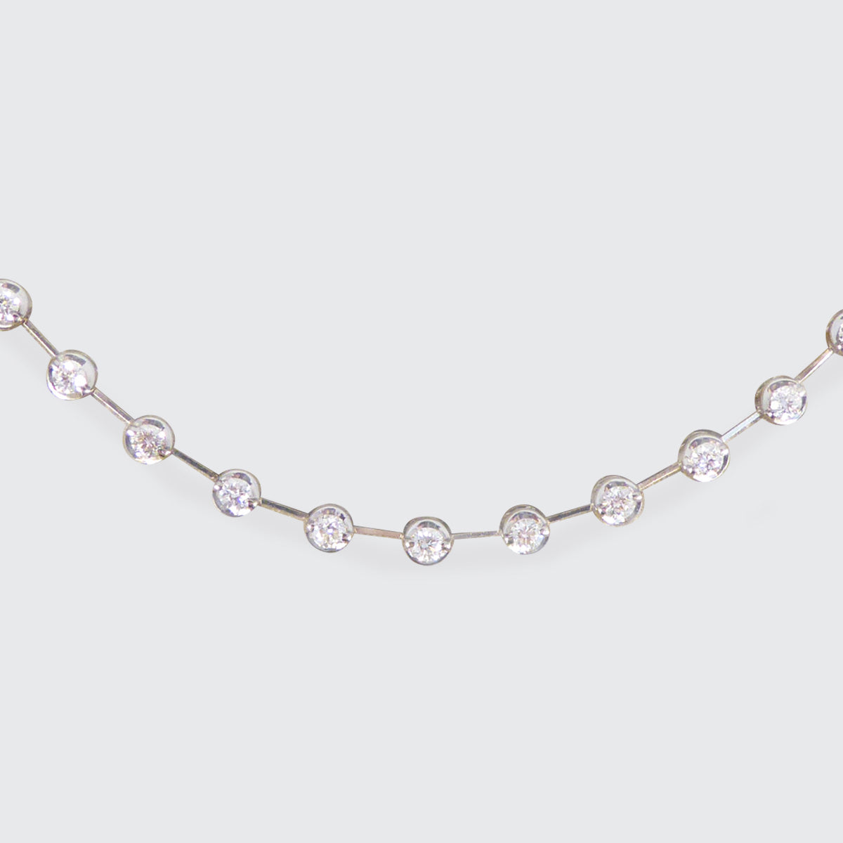 Brilliant Cut Diamond Spacer Line Necklace in 18ct White Gold - Wharfedale Antiques