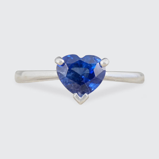 Heart Cut Sapphire ring in Platinum