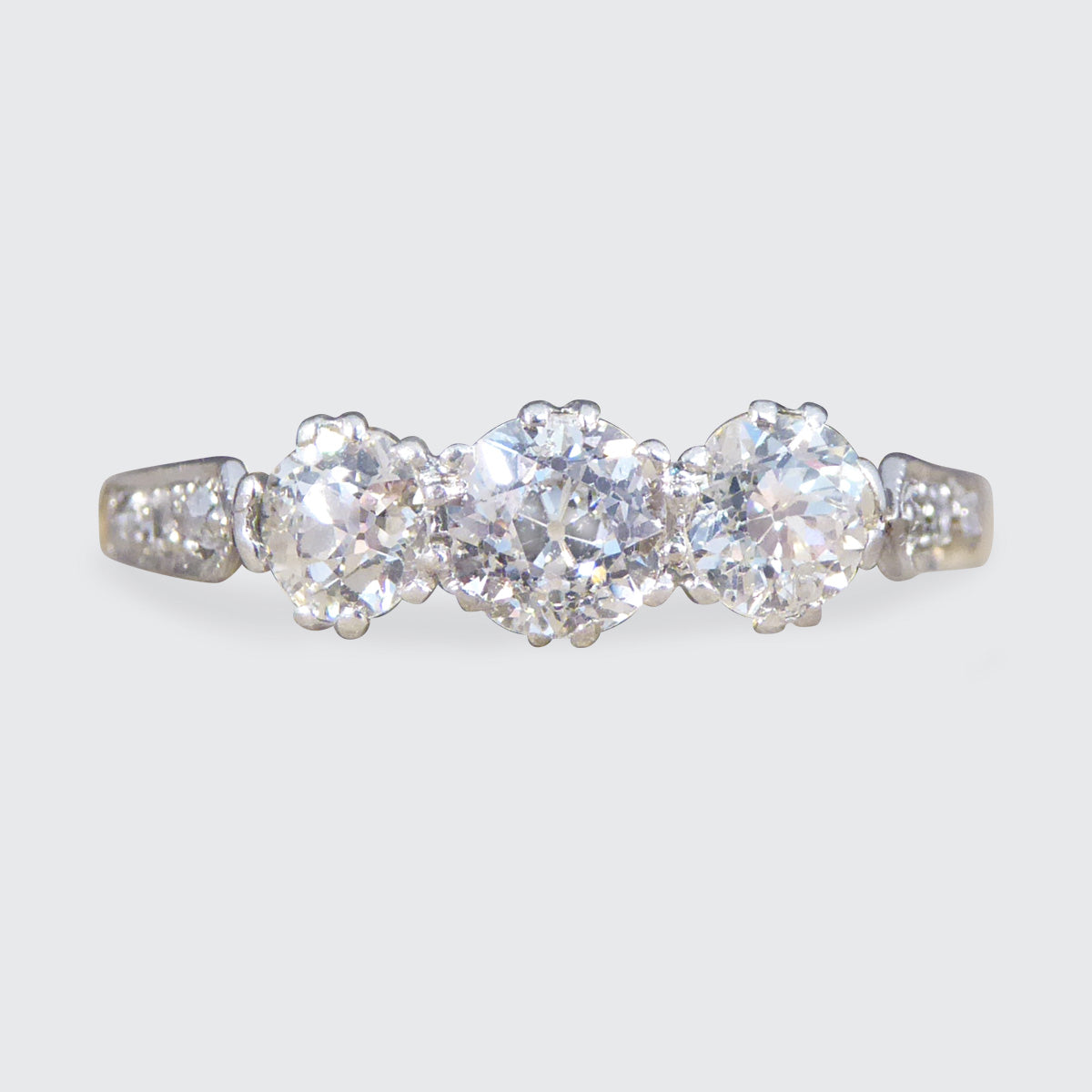 Antique Diamond Trilogy Ring in 18ct Yellow Gold and Platinum - Wharfedale Antiques