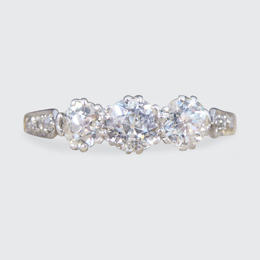 Antique Diamond Trilogy Ring in 18ct Yellow Gold and Platinum - Wharfedale Antiques