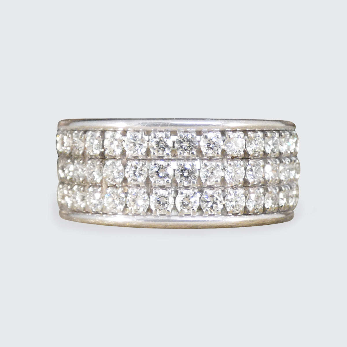 Wide Diamond Set Half Eternity Ring in 18ct White Gold Small Finger Size - Wharfedale Antiques