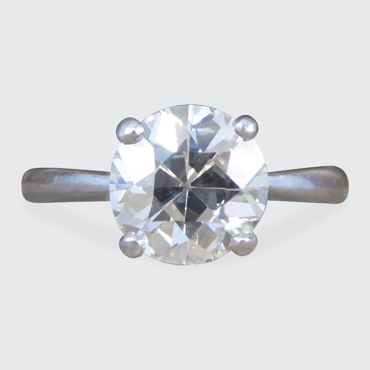 2.44ct Old European Cut Diamond Solitaire Ring in Platinum - Wharfedale Antiques