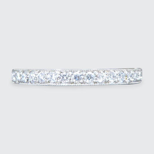 Modern Brilliant Cut Diamond Channel Set Half Eternity Ring in Platinum - Wharfedale Antiques