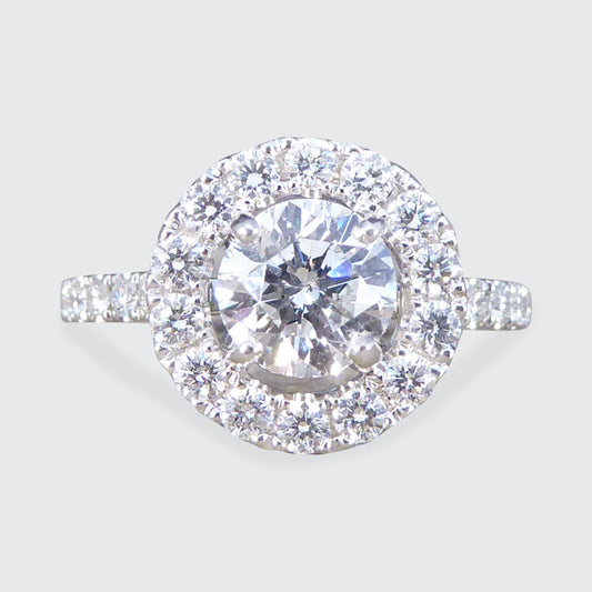 1.78ct Diamond Halo Cluster Ring in Platinum - Wharfedale Antiques