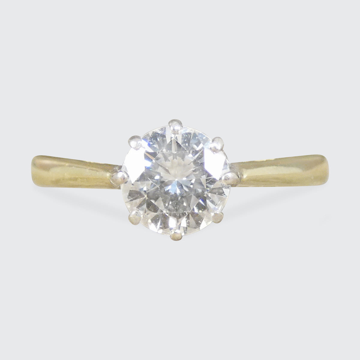Vintage Diamond Solitaire Ring in 18ct White and Yellow Gold