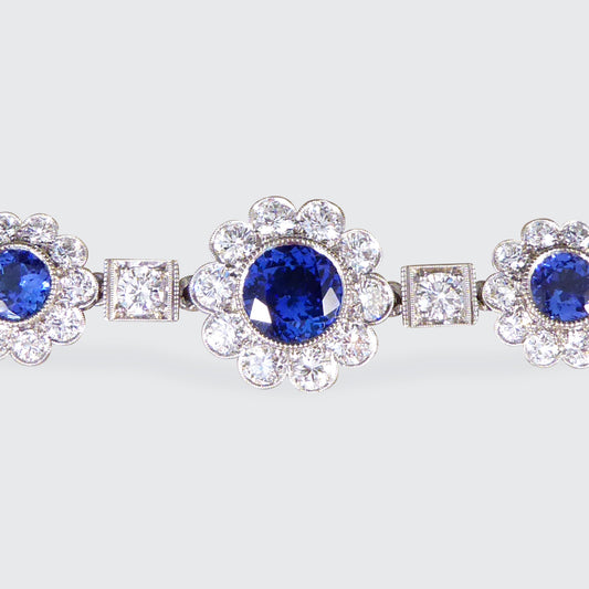 Tanzanite and Diamond Cluster Bracelet in Platinum