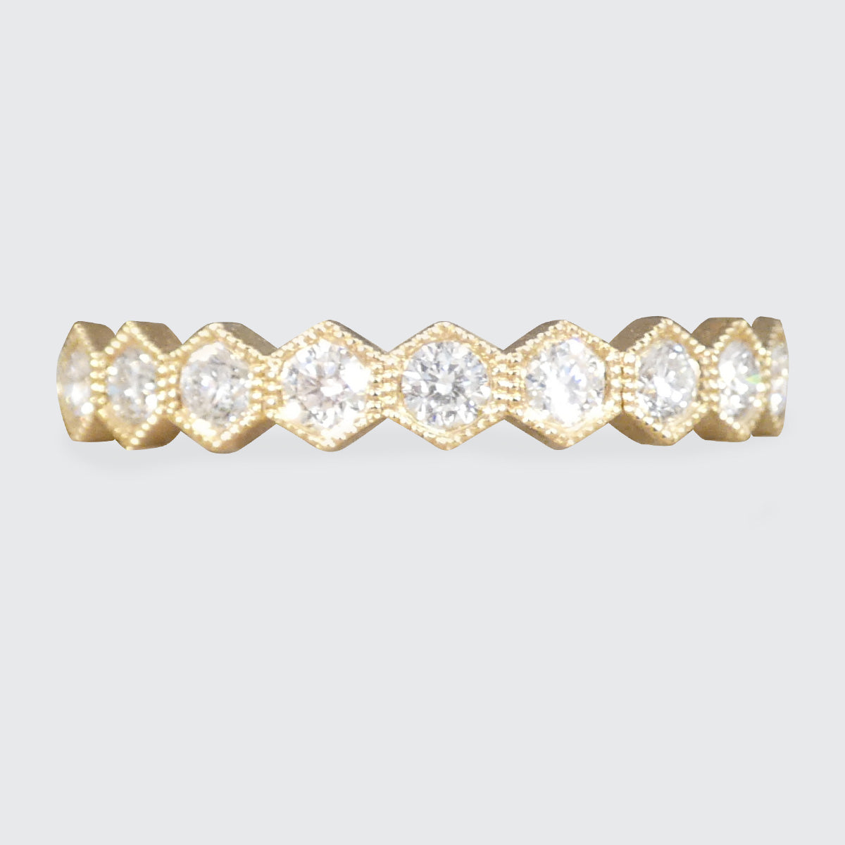 Honeycomb Diamond Half Eternity Ring in 18ct Yellow Gold - Wharfedale Antiques