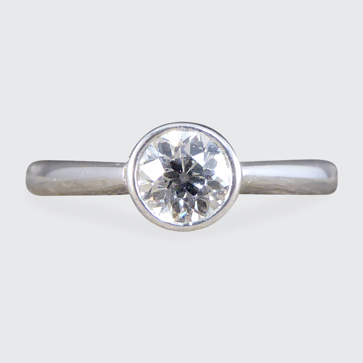 Diamond Bezel Set Solitaire Ring in 18ct White Gold - Wharfedale Antiques