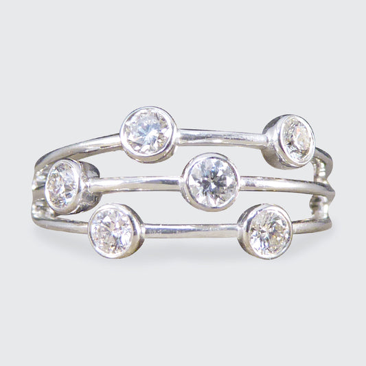 Diamond Three Strand Bubble Style Ring in 18ct White Gold - Wharfedale Antiques