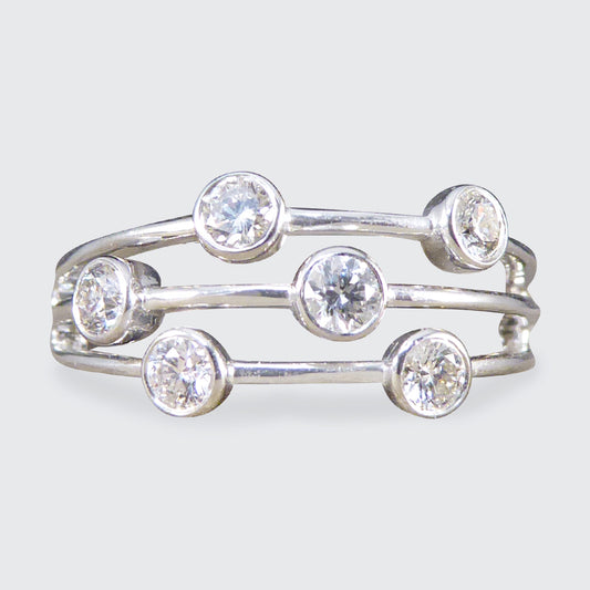 Diamond Three Strand Bubble Style Ring in 18ct White Gold