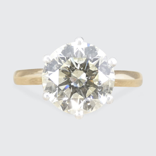 Large Diamond solitaire ring in 18ct Yellow Gold 