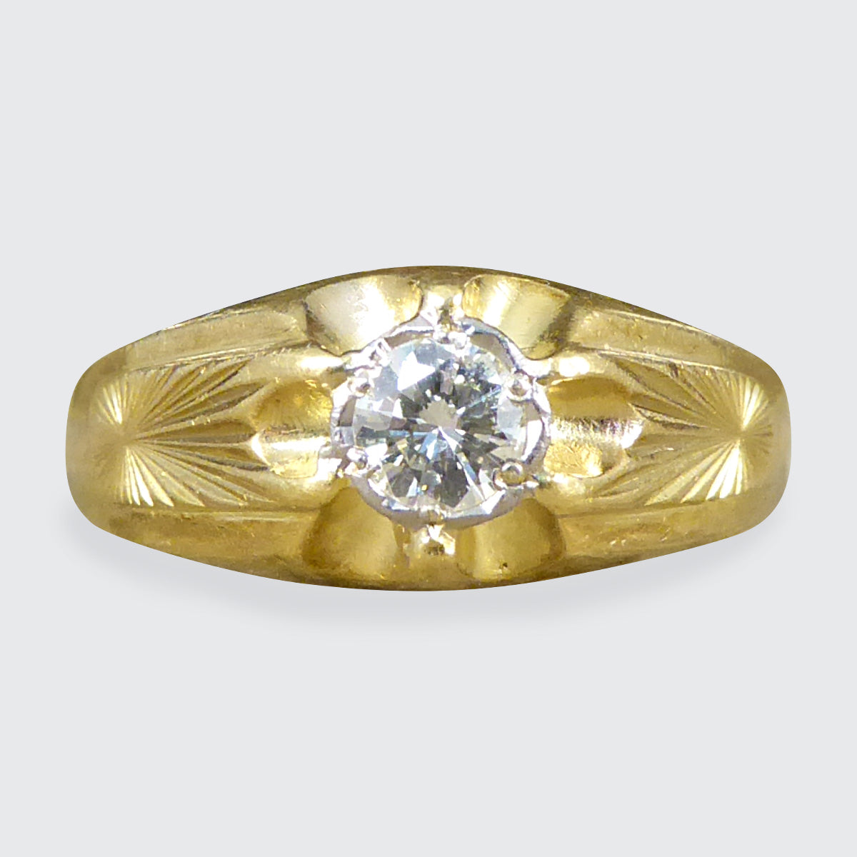 Vintage Diamond Set Gypsy Ring in 18ct Yellow Gold C1975 - Wharfedale Antiques