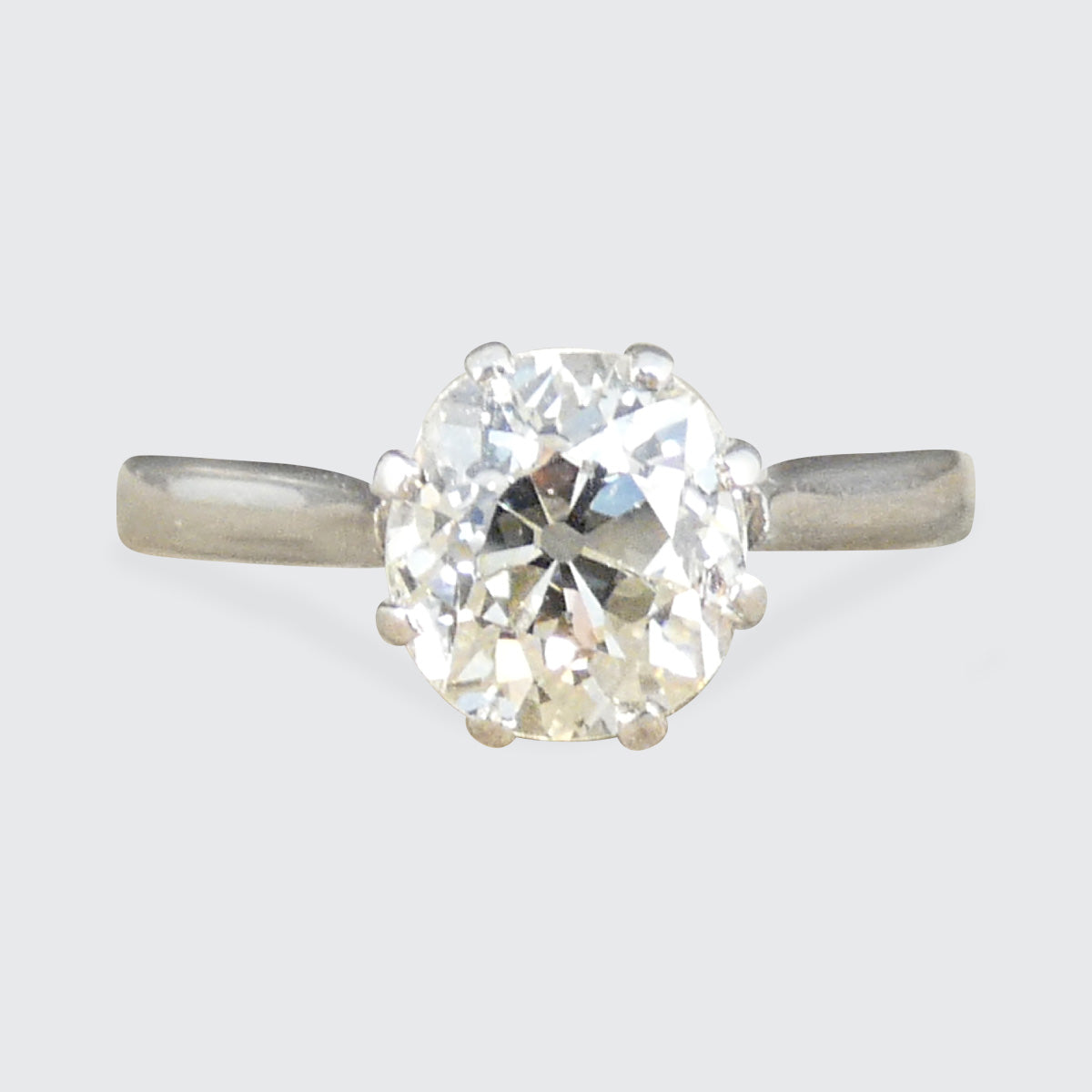 1.80ct Oval Shaped Old European Cut Diamond Solitaire Engagement Ring in 18ct White Gold - Wharfedale Antiques