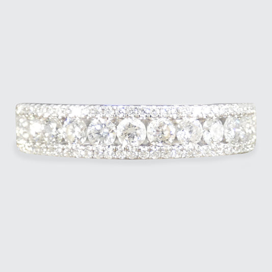Diamond Channel Set Half Eternity Ring in 18ct White Gold - Wharfedale Antiques