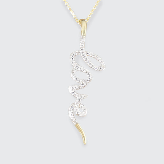 A diamond set Love pendant necklace in 9ct yellow gold