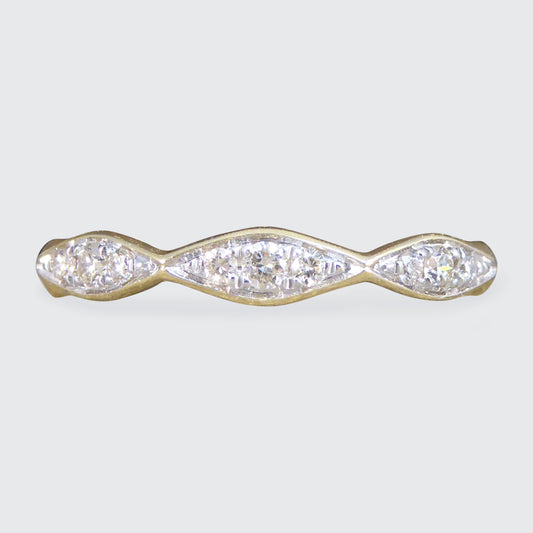 Diamond set Geometric Half Eternity Band Ring in Yellow Gold