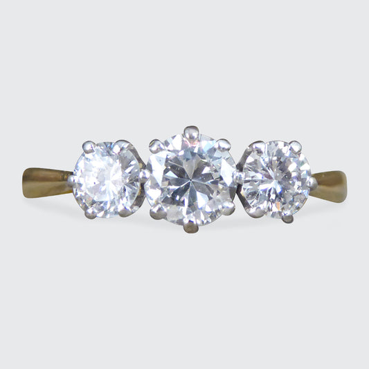 C1920's Diamond Trilogy Three Stone Diamond Ring in 18ct Yellow Gold and Platinum - Wharfedale Antiques