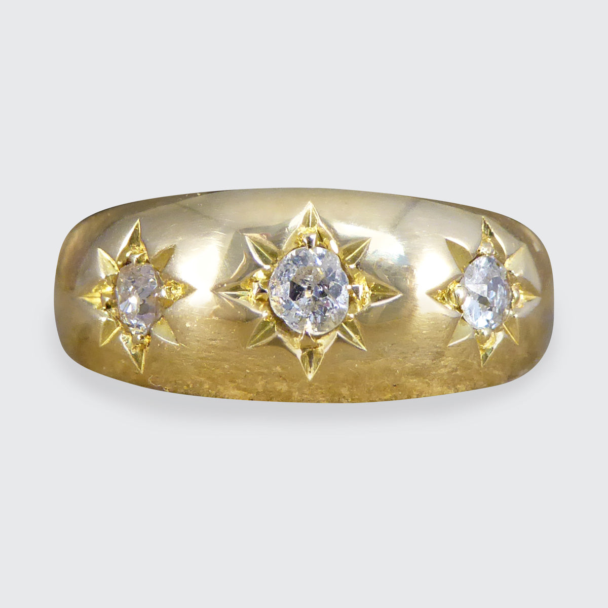 Antique Edwardian Diamond Set Gypsy Ring in 18ct Yellow Gold - Wharfedale Antiques