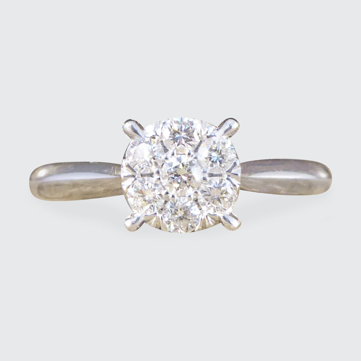 Solitaire Illusion set Diamond Cluster Ring in White Gold - Wharfedale Antiques