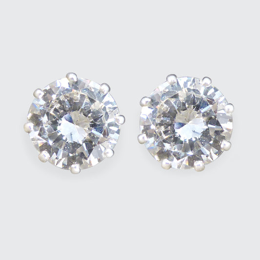 3.81ct Diamond Stud Earrings in 18ct White Gold with Alpha Backs - Wharfedale Antiques
