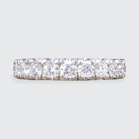 Diamond Set Eternity Ring with 0.88ct Modern Brilliant Cut Diamonds in Platinum - Wharfedale Antiques