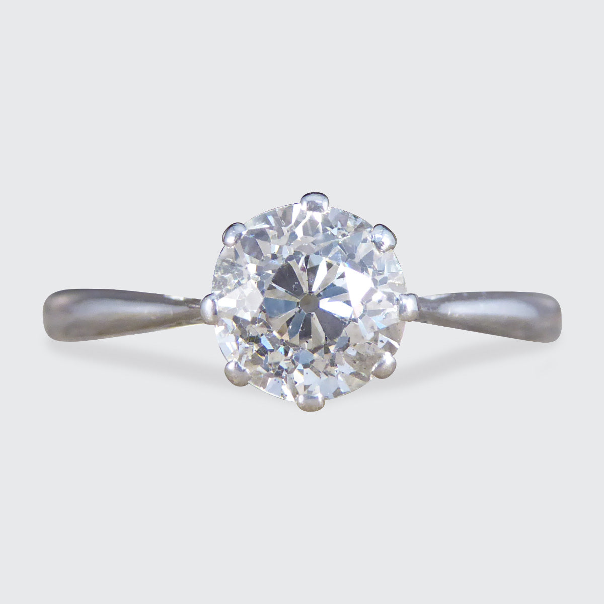Vintage Old Cut Diamond Solitaire Ring in Platinum - Wharfedale Antiques