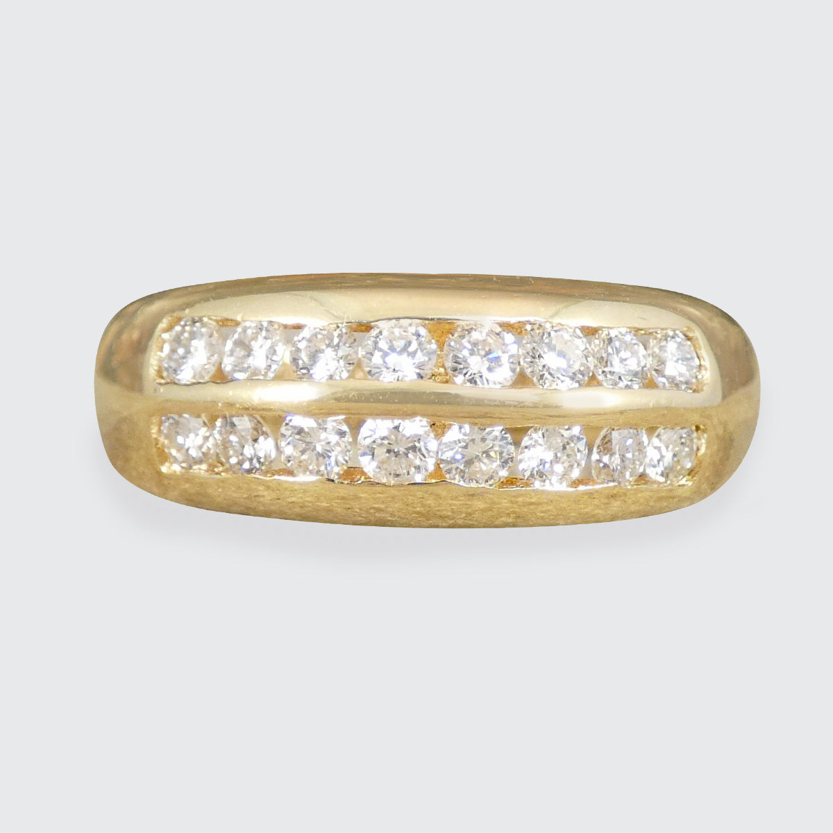 I diamond double row dome ring in gold