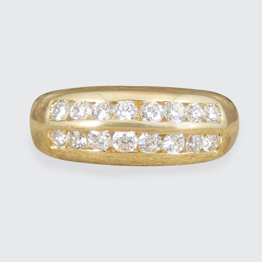 I diamond double row dome ring in gold