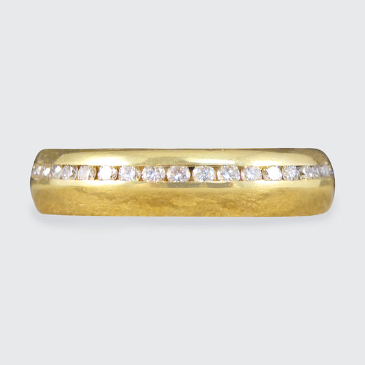 Solid 18ct Yellow Gold Full Diamond Eternity Set Wedding Band Ring by Bunz - Wharfedale Antiques