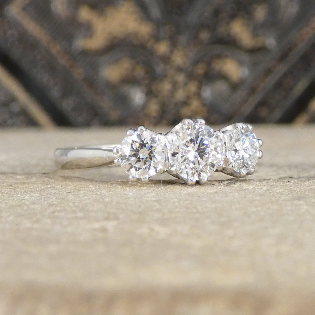 Diamond ring with a textured background