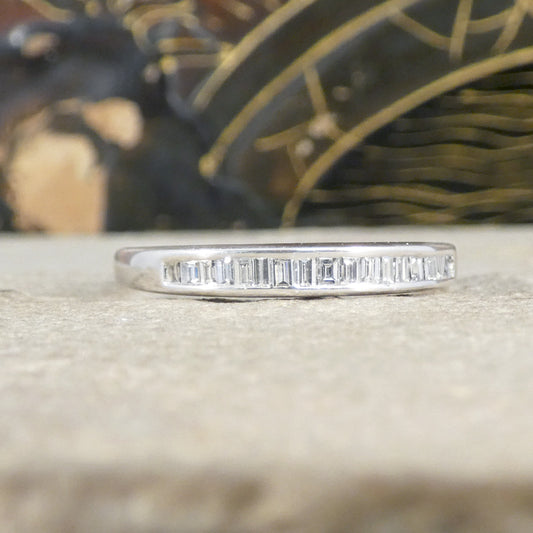 18ct white gold diamond half eternity ring 