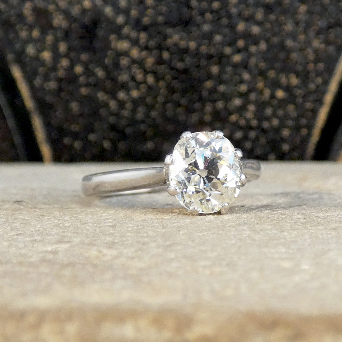 1.80ct Oval Shaped Old European Cut Diamond Solitaire Engagement Ring in 18ct White Gold - Wharfedale Antiques