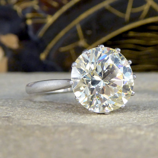 4.70ct Brilliant Cut Diamond Solitaire Ring in Platinum - Wharfedale Antiques