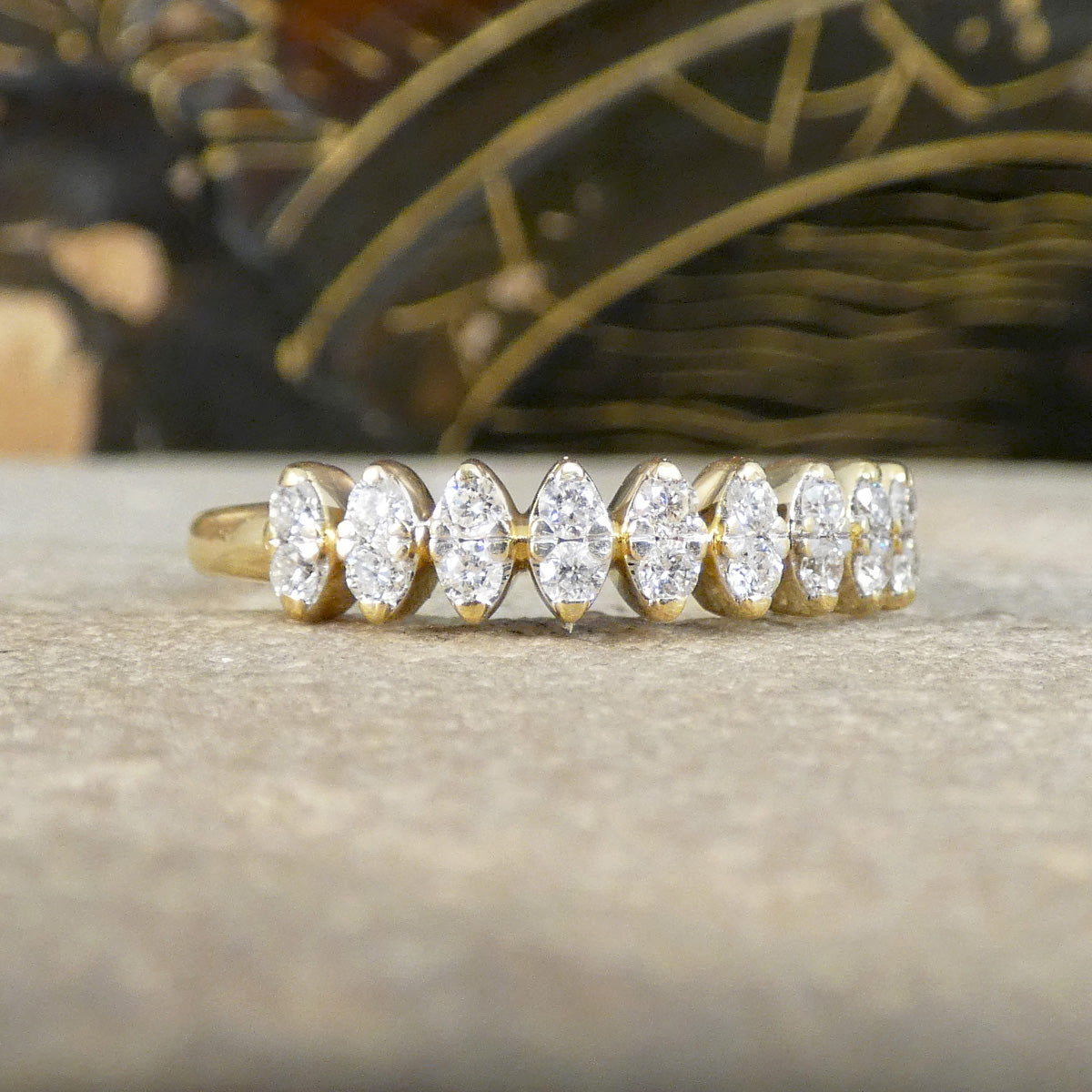 Marquise Illusion Diamond Half Eternity Ring in 18ct Yellow Gold