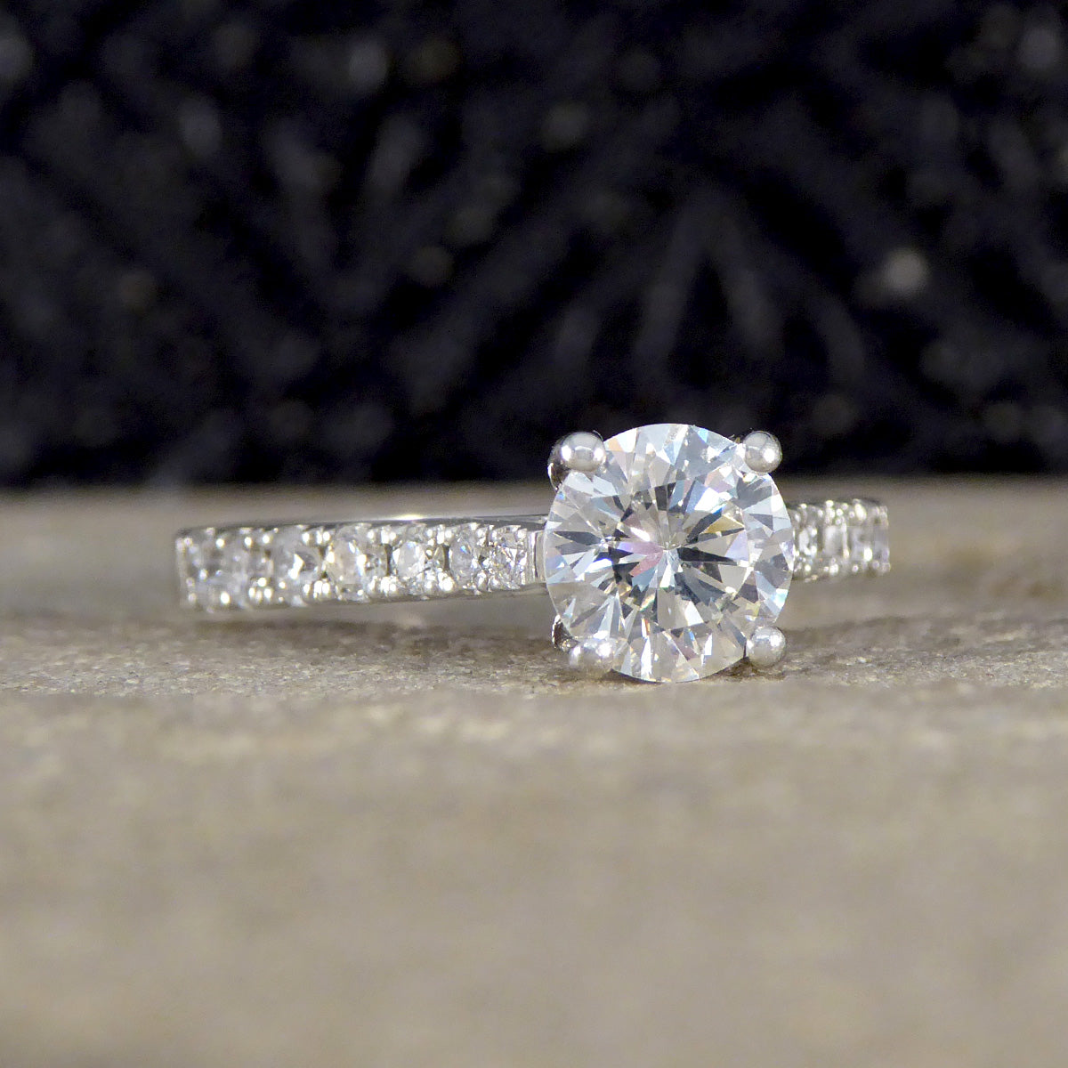 0.85ct Diamond Solitaire Engagement Ring with Diamond Set Shoulders in Platinum