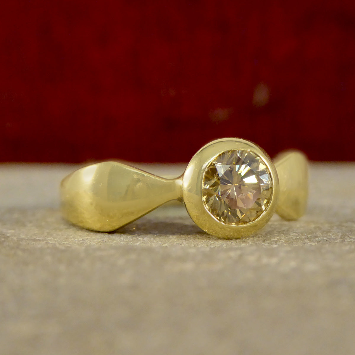Bezel set 0.60ct Chestnut Diamond Ring in 18ct Yellow Gold - Wharfedale Antiques