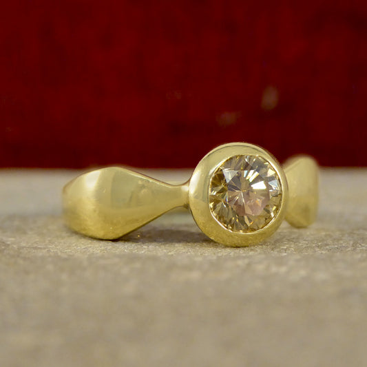 Bezel set 0.60ct Chestnut Diamond Ring in 18ct Yellow Gold - Wharfedale Antiques