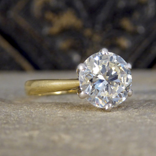 1.91ct Brilliant Cut Diamond Solitaire Ring in 18ct Yellow and White Gold - Wharfedale Antiques