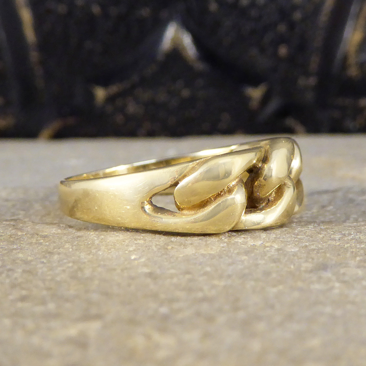 Vintage Solid Yellow Gold Curb Chain Half Band Ring - Wharfedale Antiques