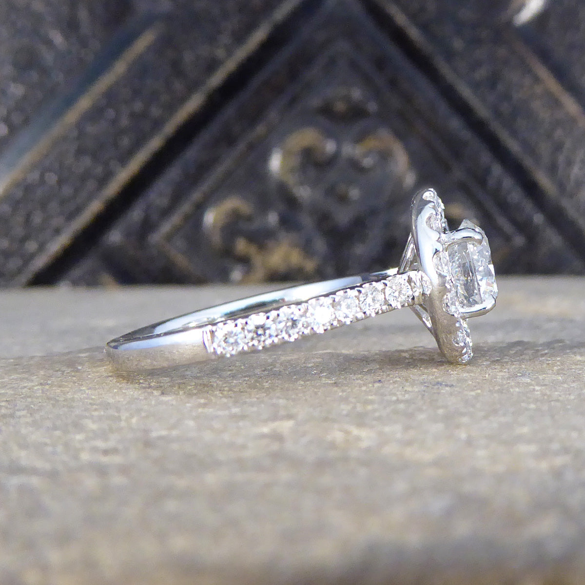 1.78ct Diamond Halo Cluster Ring in Platinum - Wharfedale Antiques