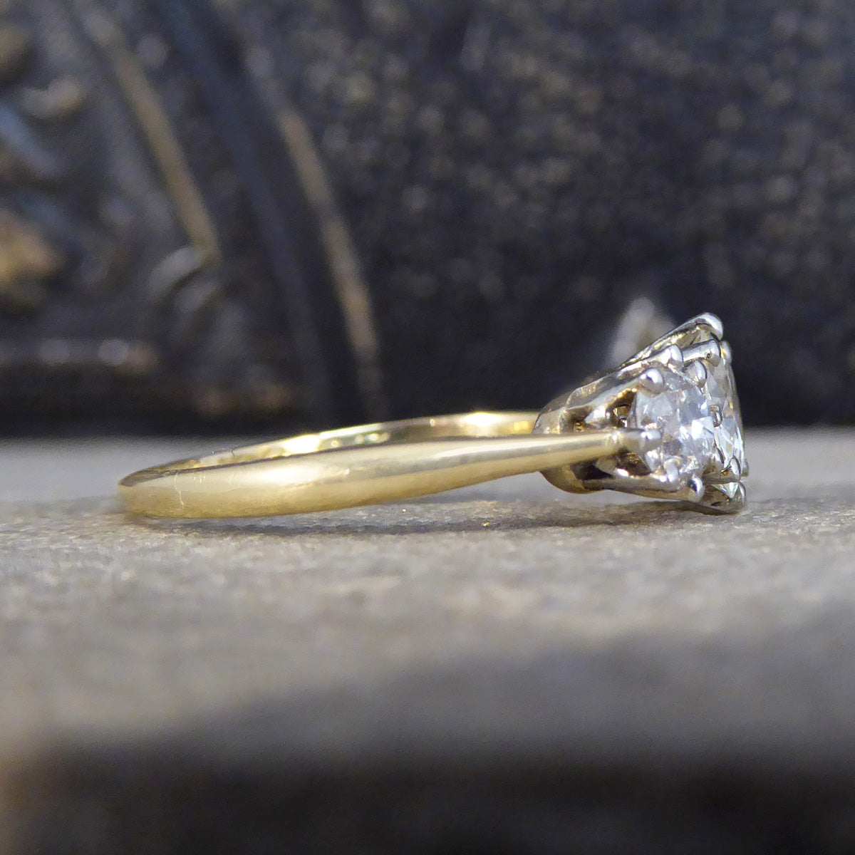 C1920's Diamond Three Stone 1.57ct Diamond Ring in 18ct Yellow Gold and Platinum - Wharfedale Antiques