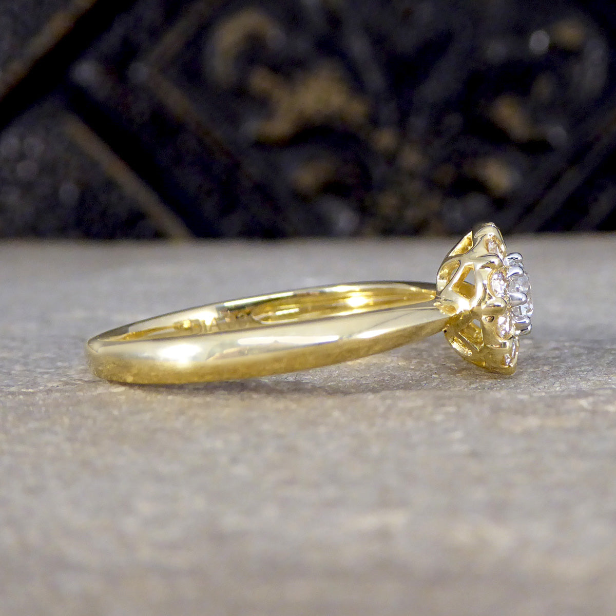Elegant Daisy Diamond Cluster Ring in 18ct Yellow Gold - Wharfedale Antiques